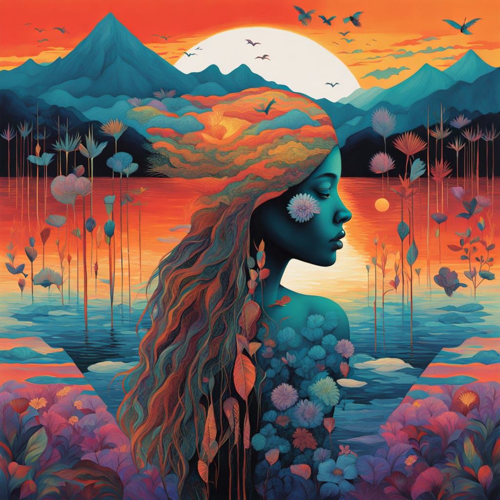 Futuristic Glitch Art with Veiled Woman