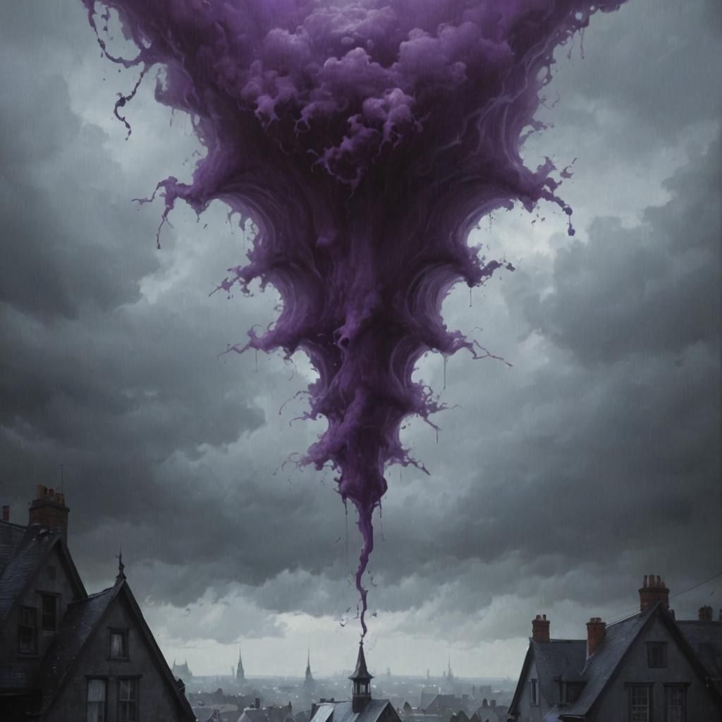 Sinister Purple Landscape with Grey Sky