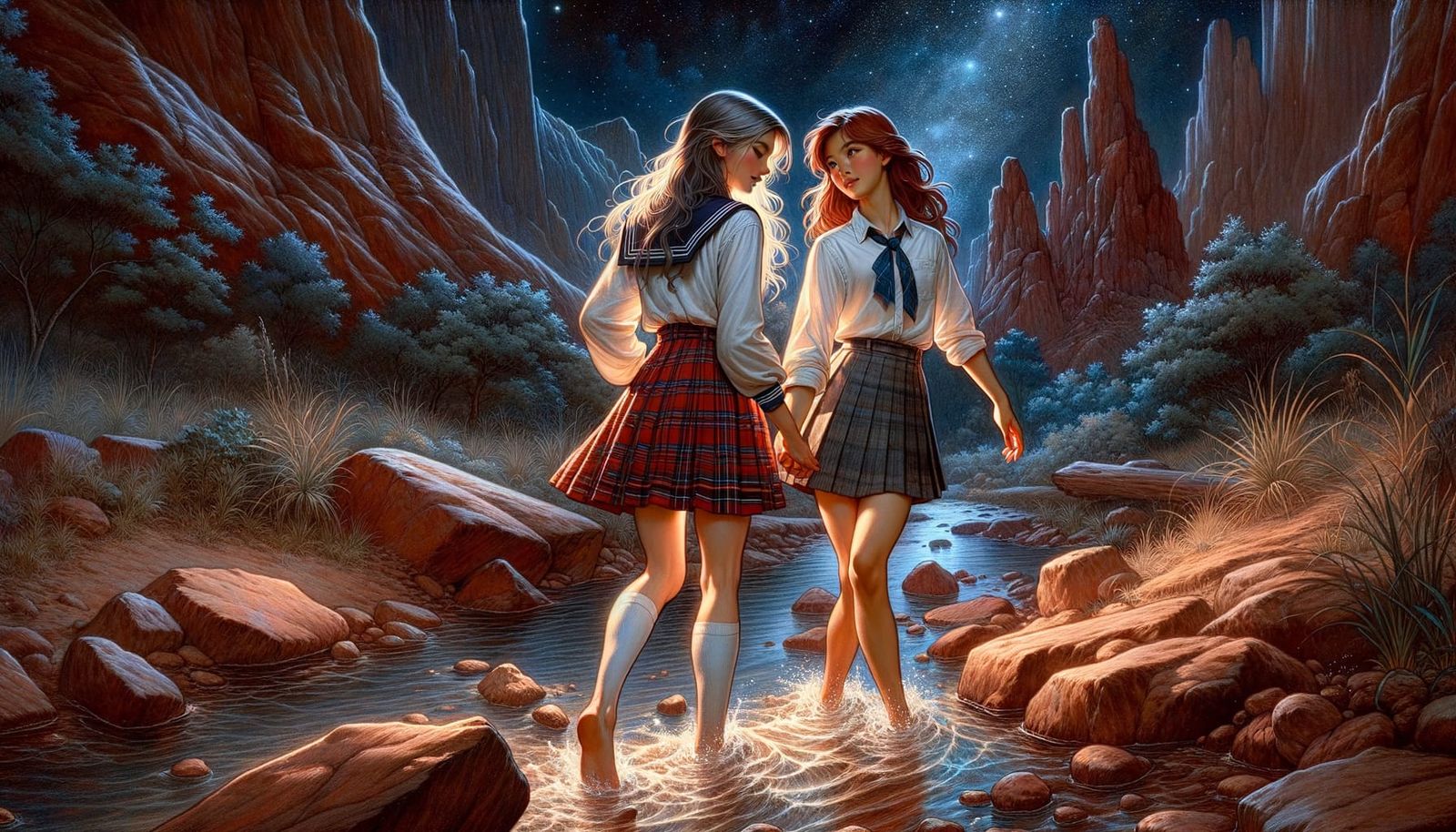 Ethereal Canyon Scene in Fantasy Art Style