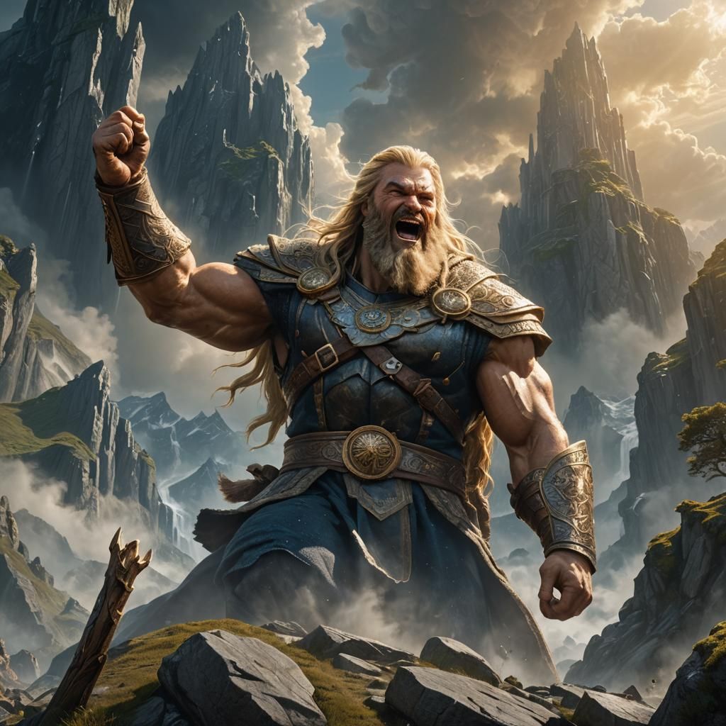 Tulkas the Valar in a Dramatic Fantasy Art Style