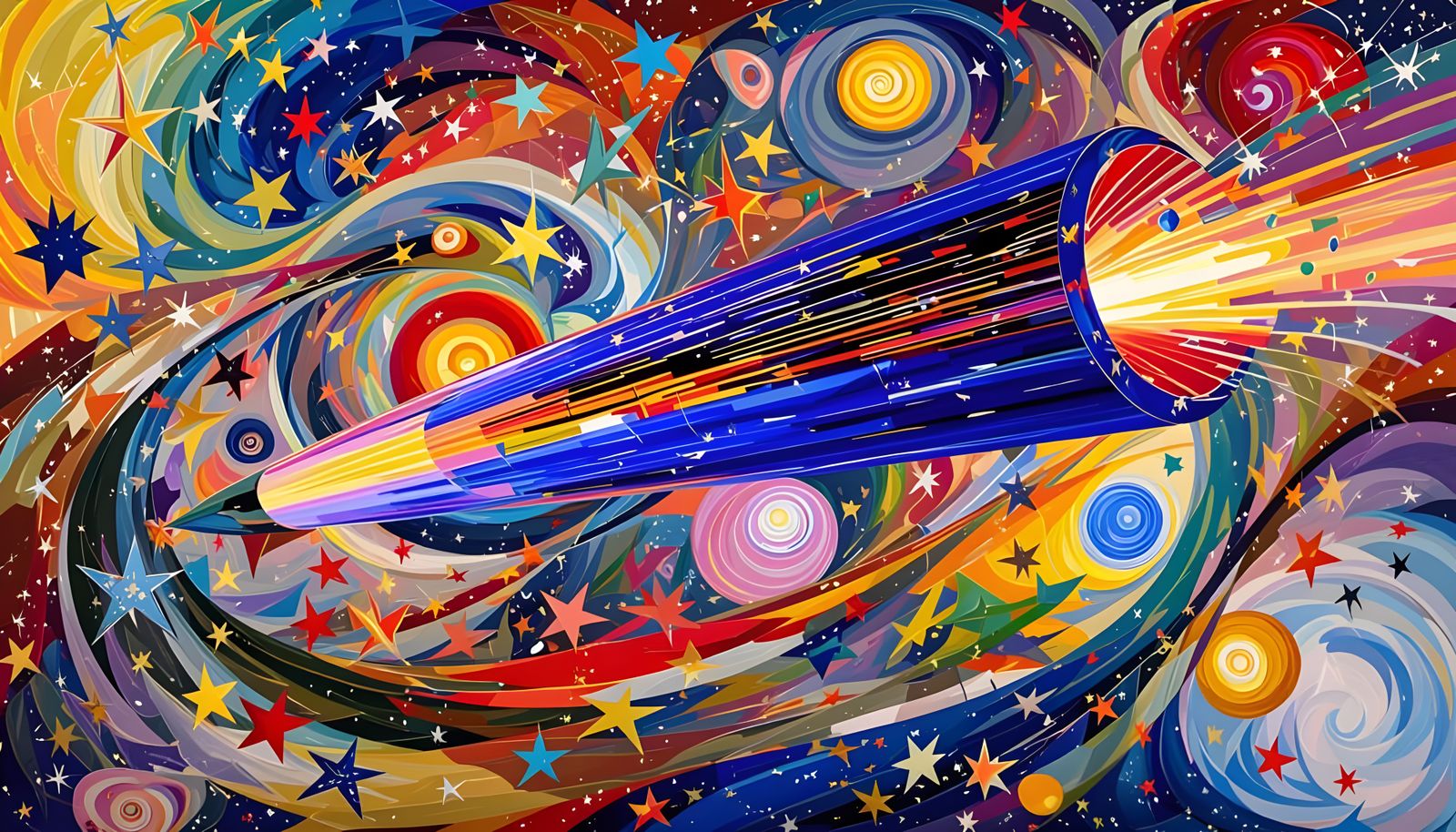 Iridescent Cosmos Reflected in Metallic Cylinder