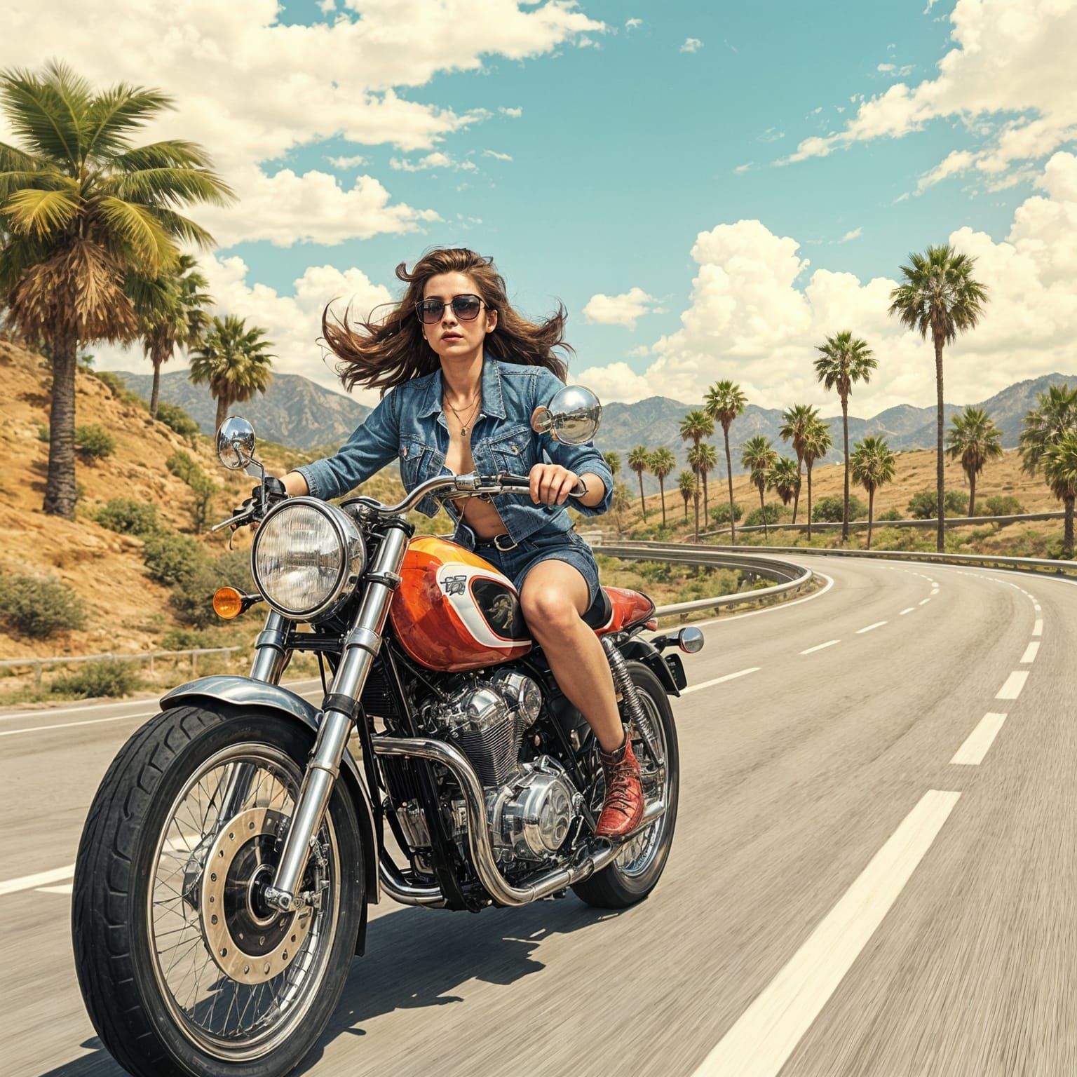 Cool Cat Cruising on a Motorbike