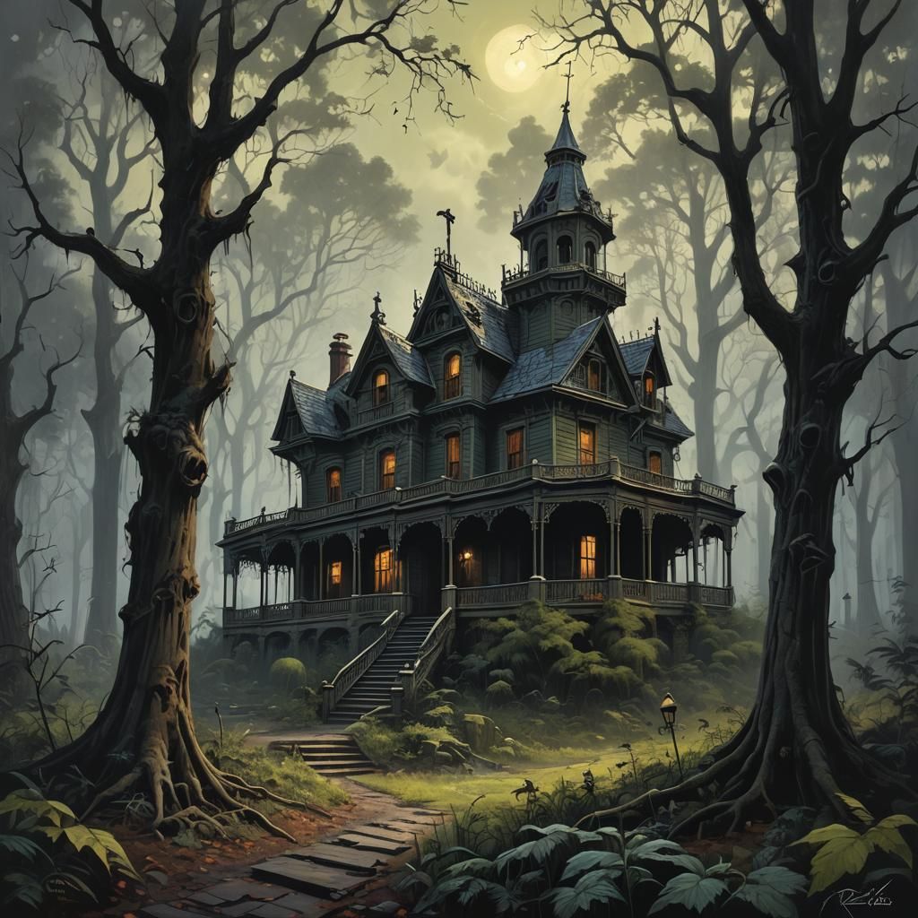 Sinister Haunted Mansion in Forest