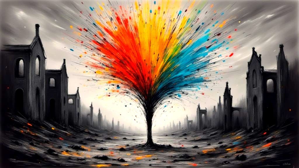 Kaleidoscopic Stained Glass Explosions in Post-Apocalyptic R...