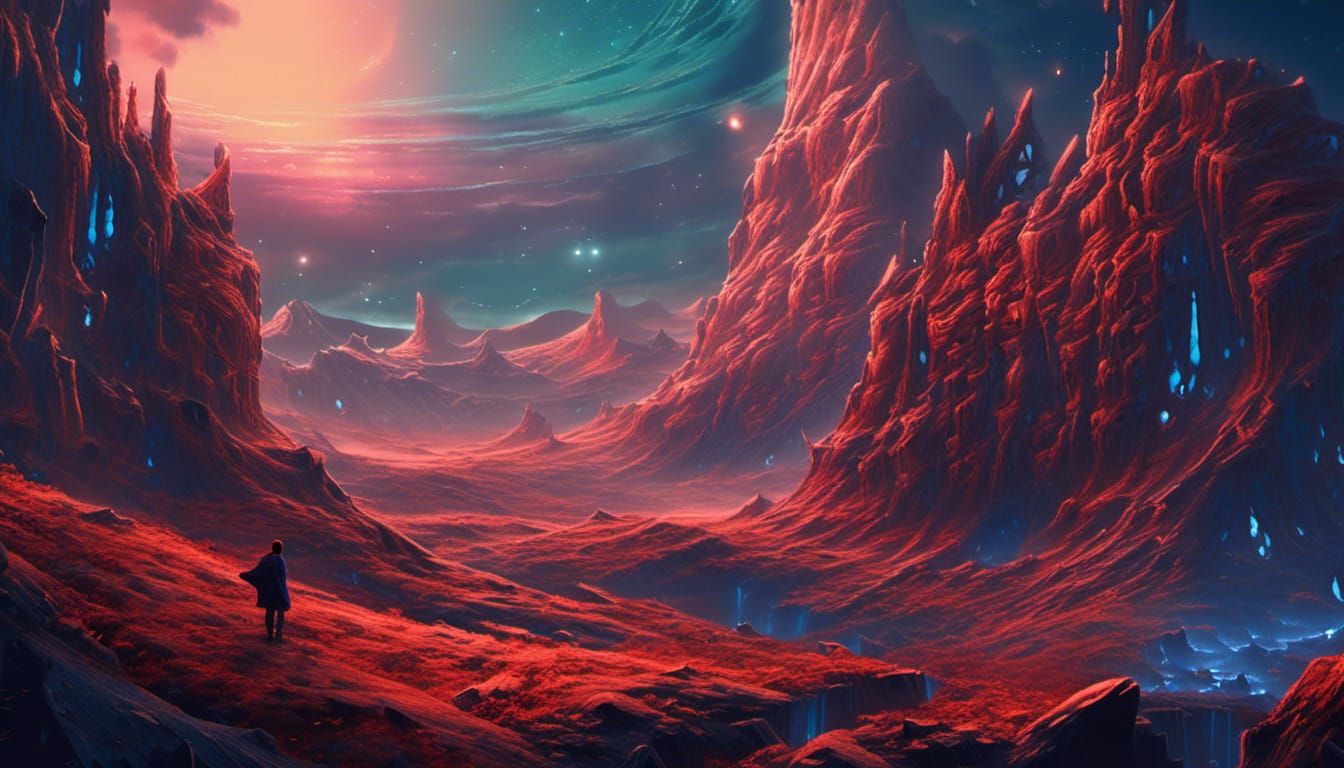 Vibrant Cosmic Landscape with Parallax Rendering