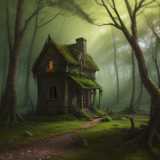 Enchanting Forest Ruin in Whimsical Fantasy Art