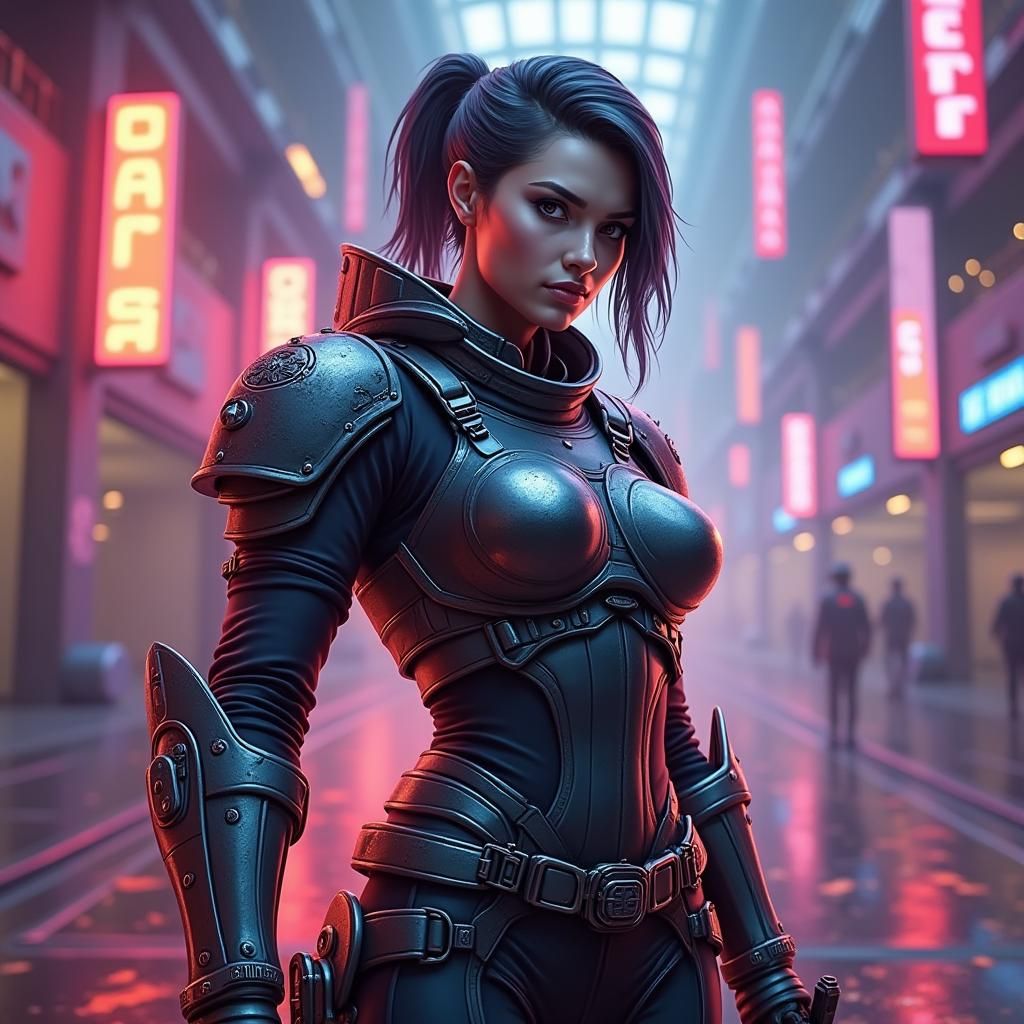 Sci-Fi Female Commander in Sleek Battle Armor