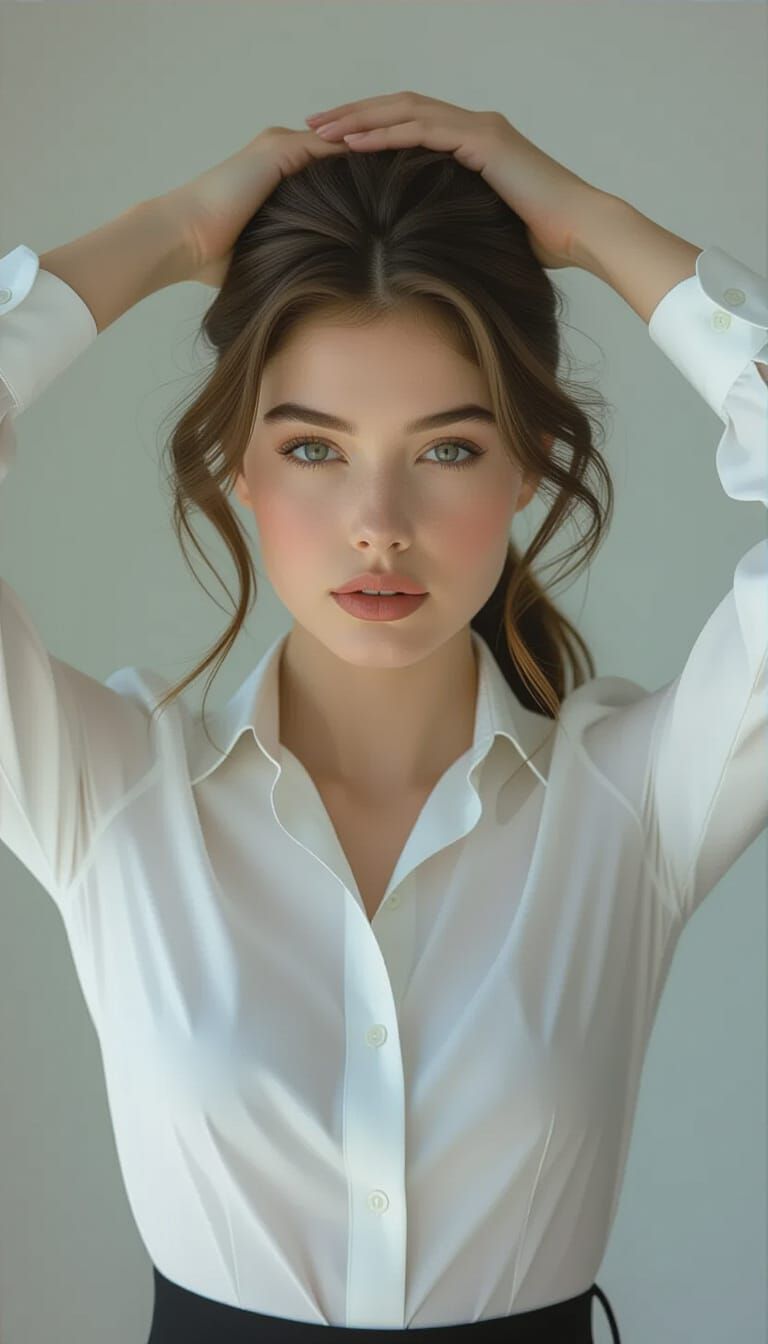 Young Woman Posing in Realistic Photographic Style