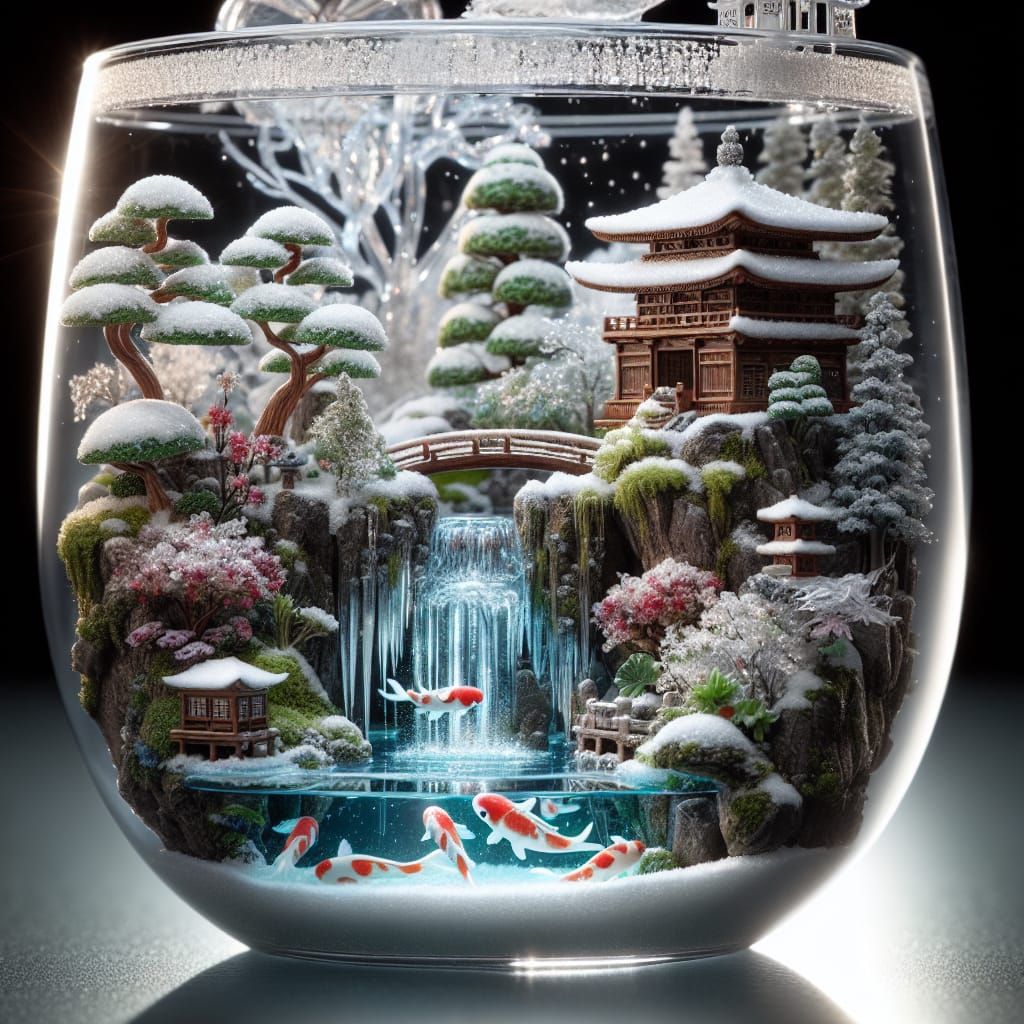 Miniature Winter Garden Inside Transparent Teacup