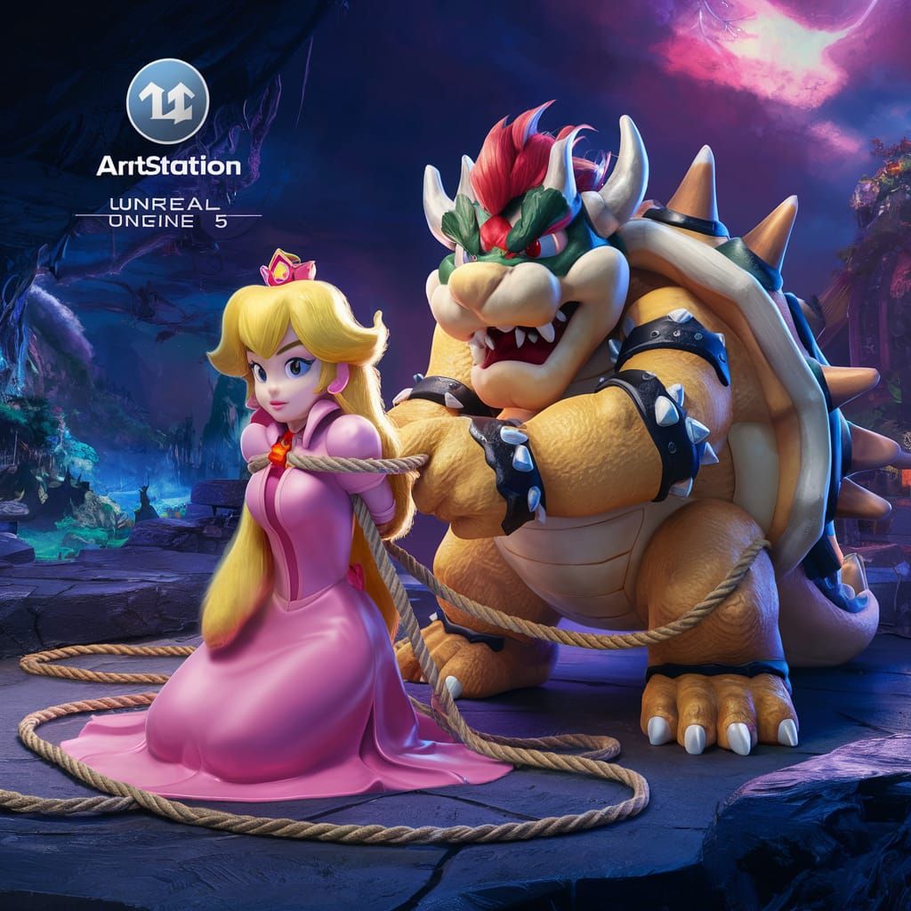 Bowser Ties Up Peach in Fantastical Concept Art