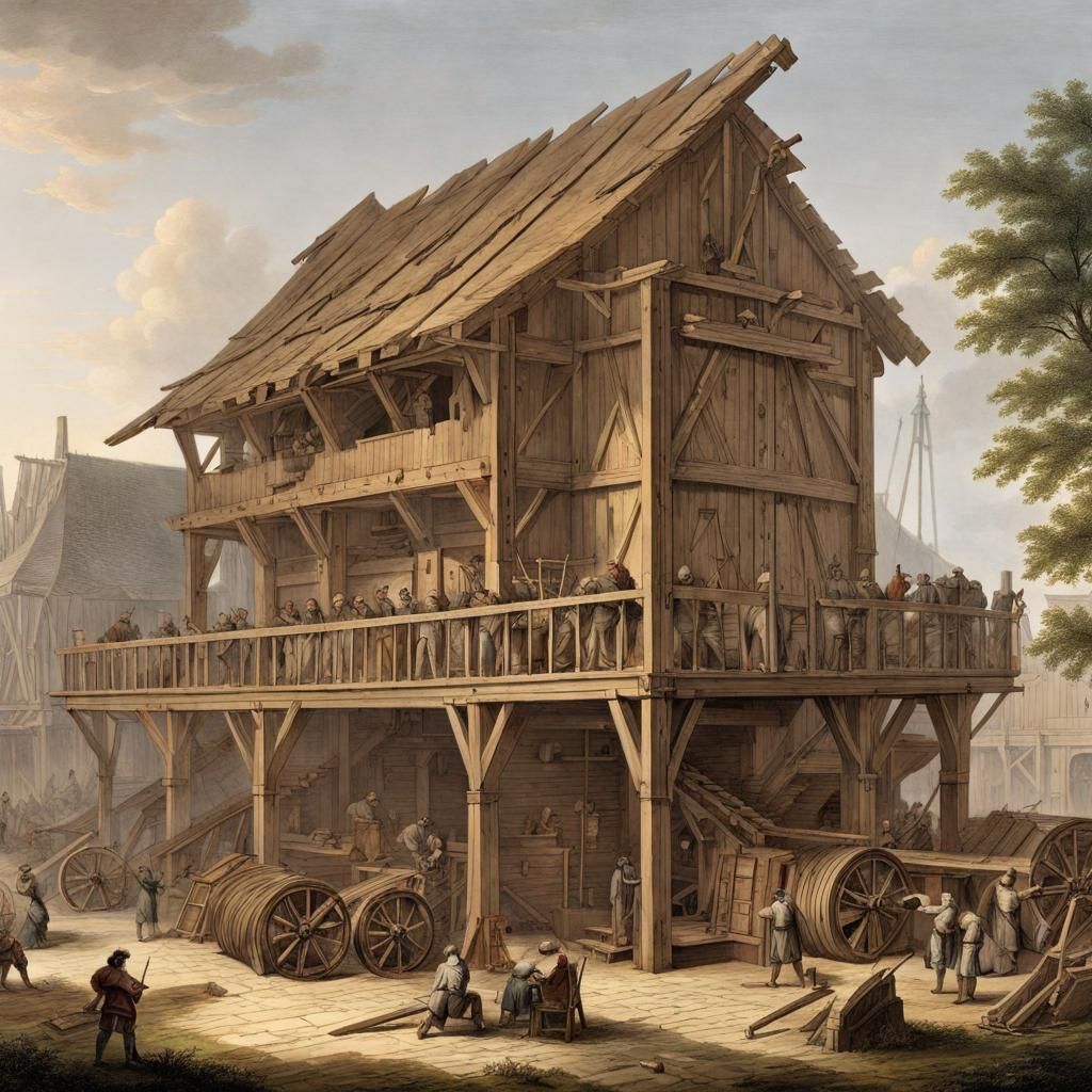 American Siege Machine Workshop During Enlightenment Age