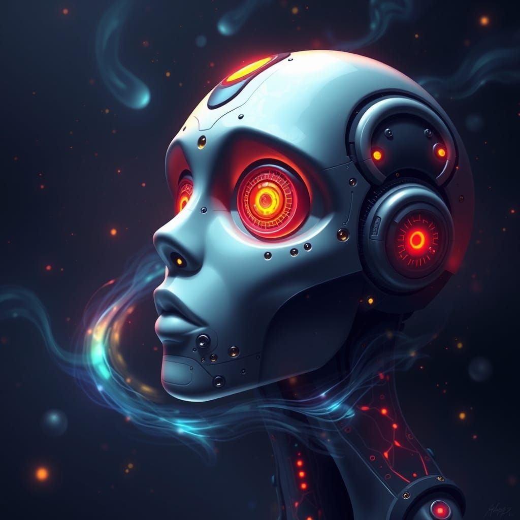 Cyborg Child in Futuristic Armor