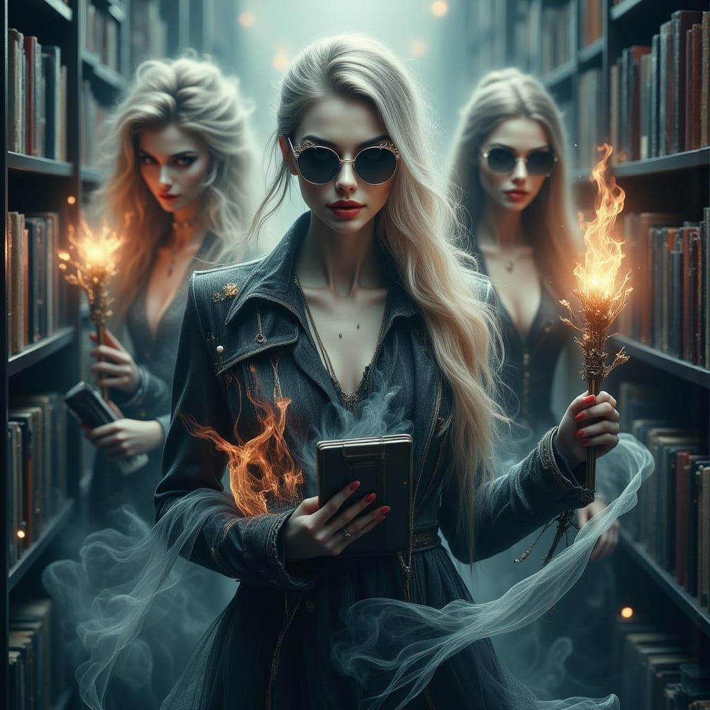 Ethereal Librarians in Gothic Dark Fantasy Style