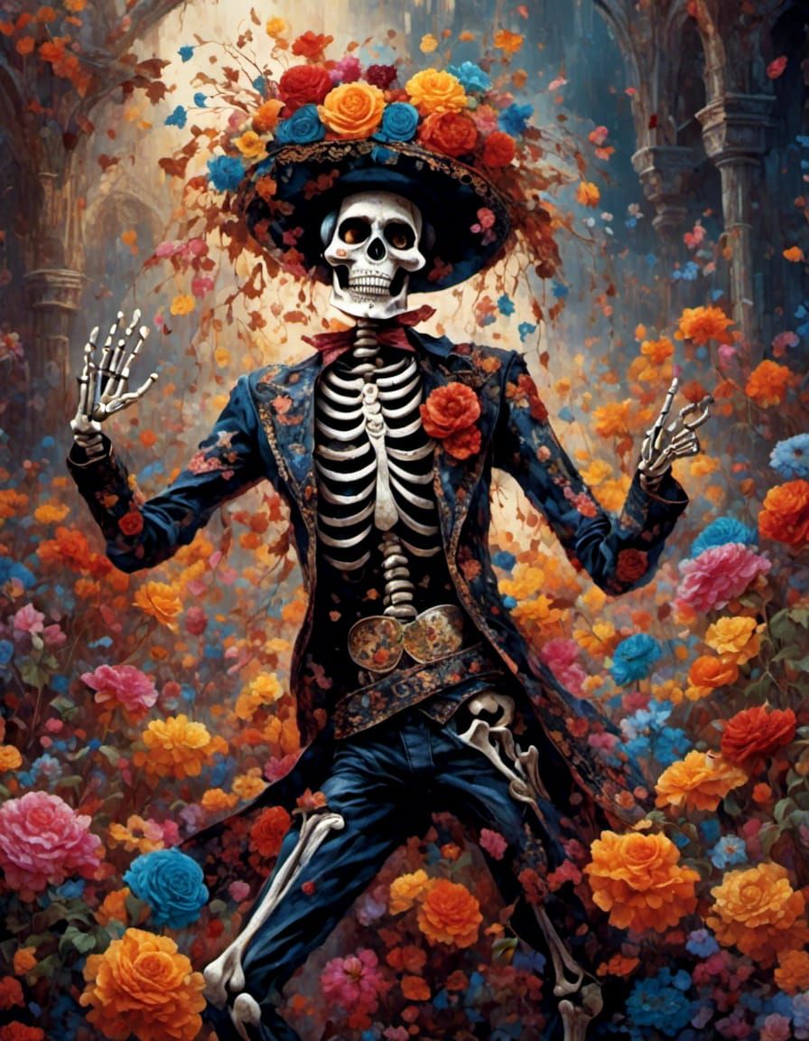 Day of the Dead skeleton dancing