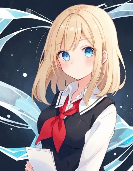 Girl with Blonde and Black Hair in Uniform