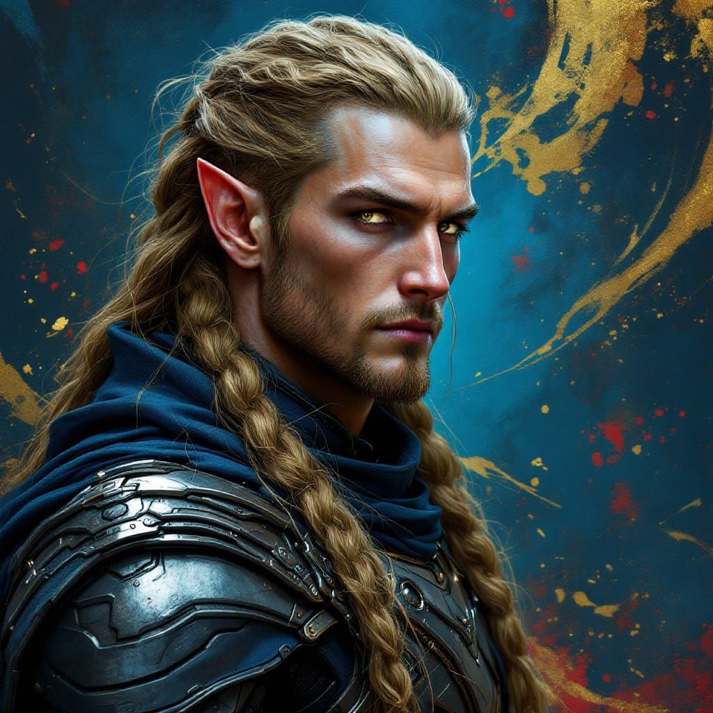 Cyberpunk Elf Warrior in HDR Portrait