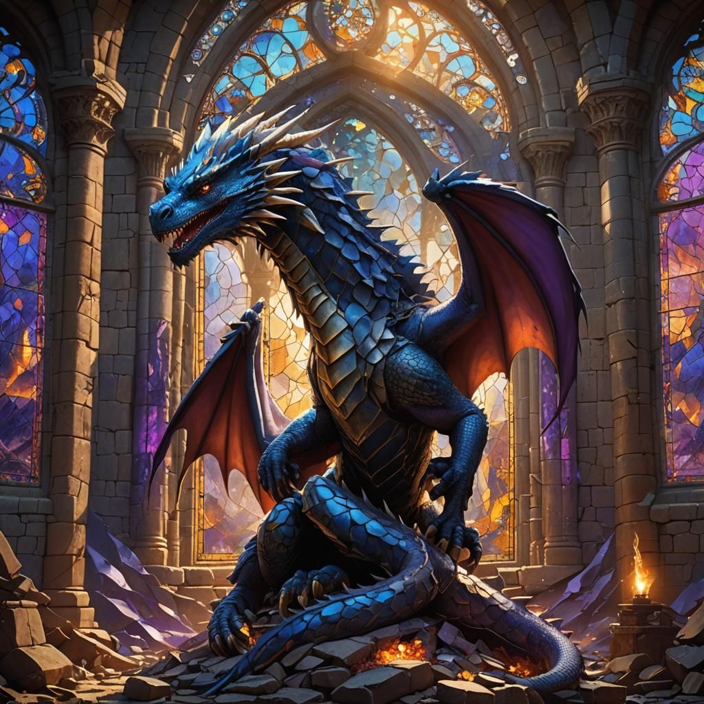 Dragon Mother in Ruined Castle: Fantasy Concept Art