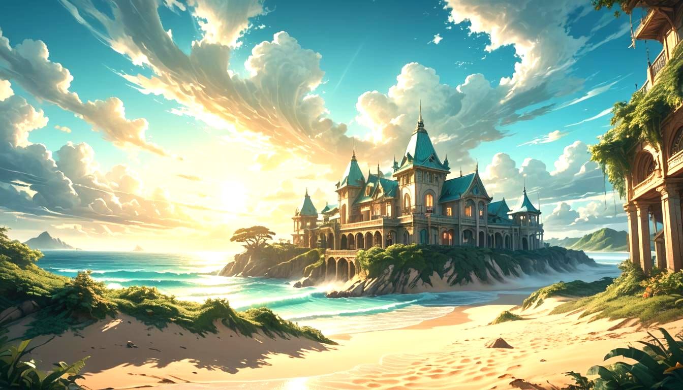 Ocean and Sand Landscape in Detailed Matte Painting