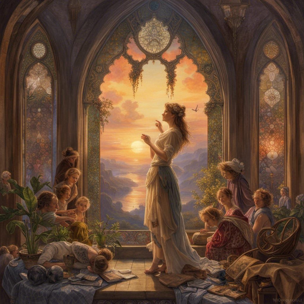 Stained Glass Sunrise Matte Painting