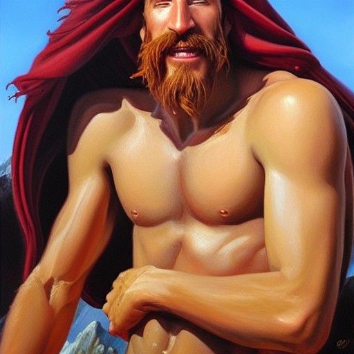 Nigel Thornberry as Greek God in Oil Painting