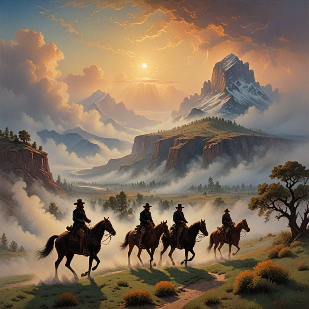 Golden Desert Patrol Under Sunset Glow