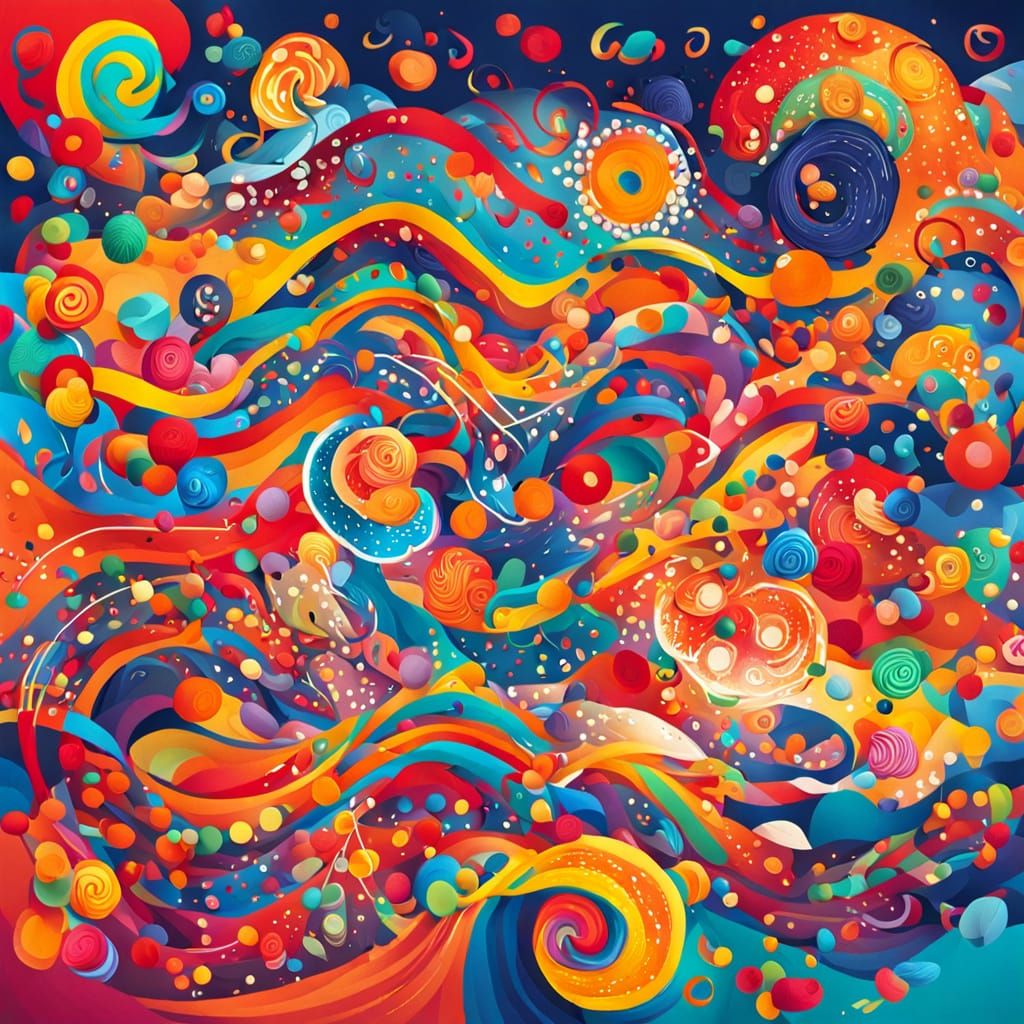 Vibrant Colors Dancing with Fate in Whimsical Style