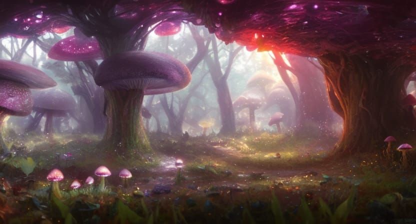 Gemstone and Crystal Mushroom Forest