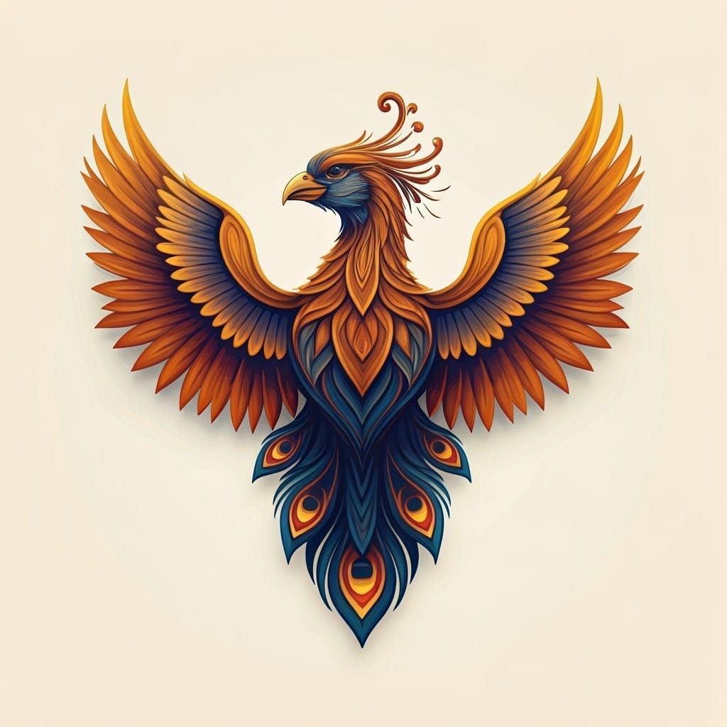 Majestic Phoenix in Abstract Vector Fractal Style