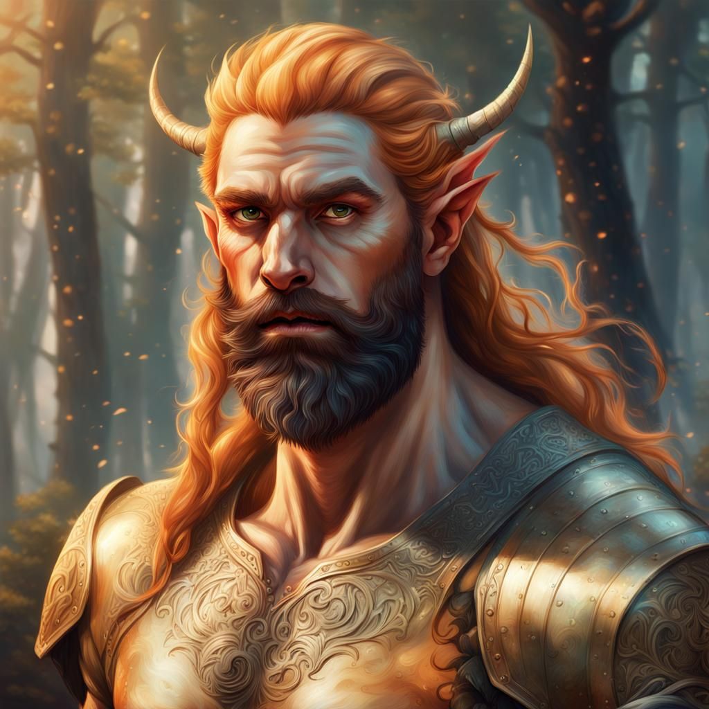 Elven Centaur with Orange Hair, Hyperrealistic Art