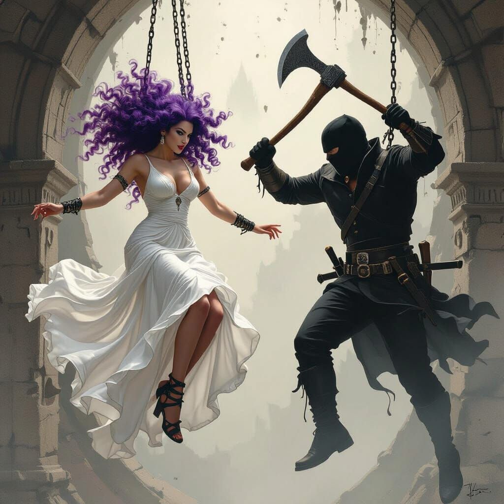 Woman in Chains: A Gothic Art Image