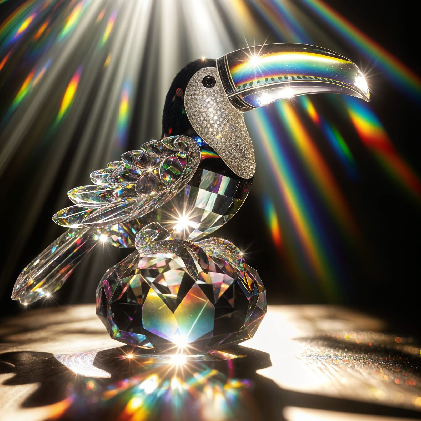 Crystal Toucan Prism in Radiant Sunlight