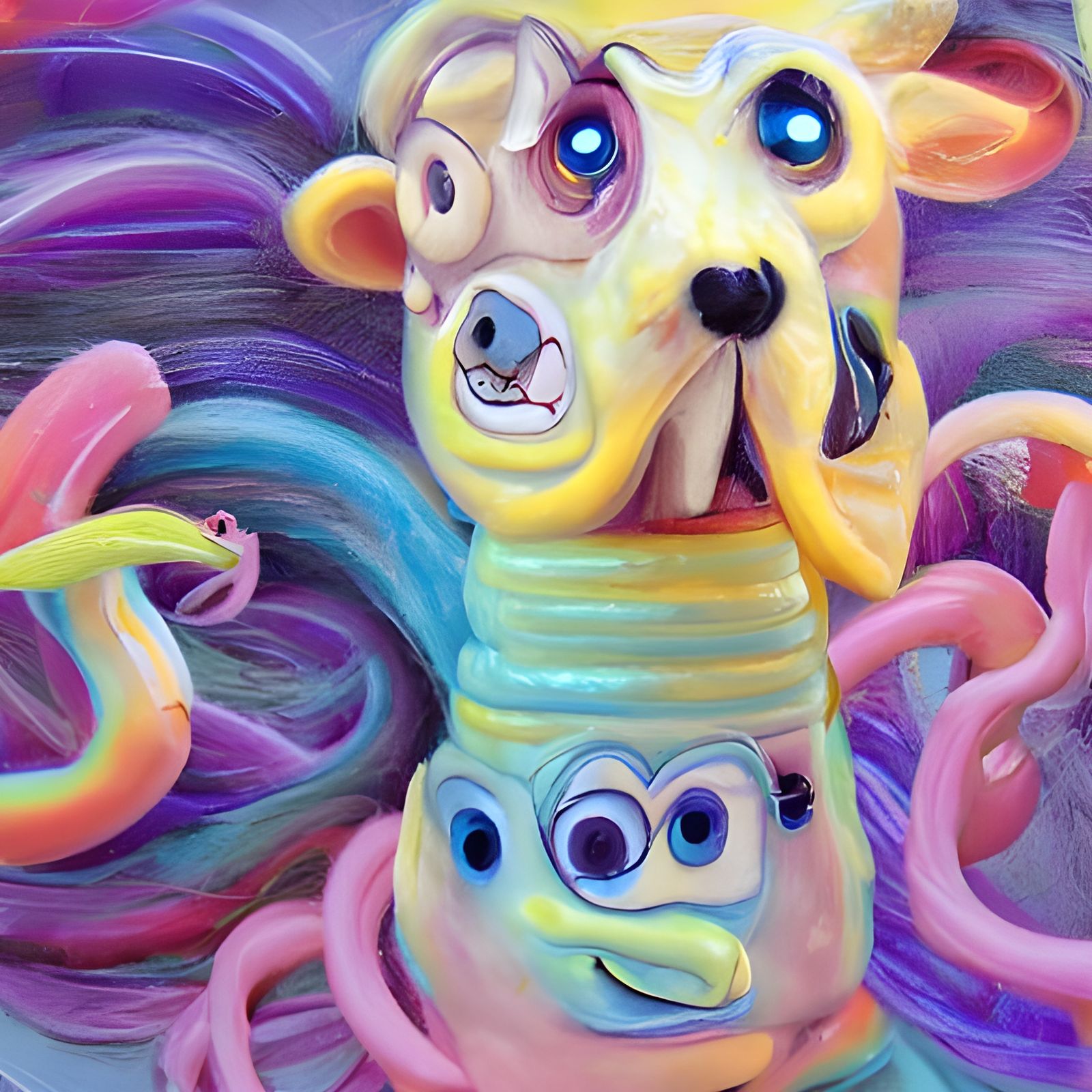Surreal Pastel Animals in Lowbrow Style