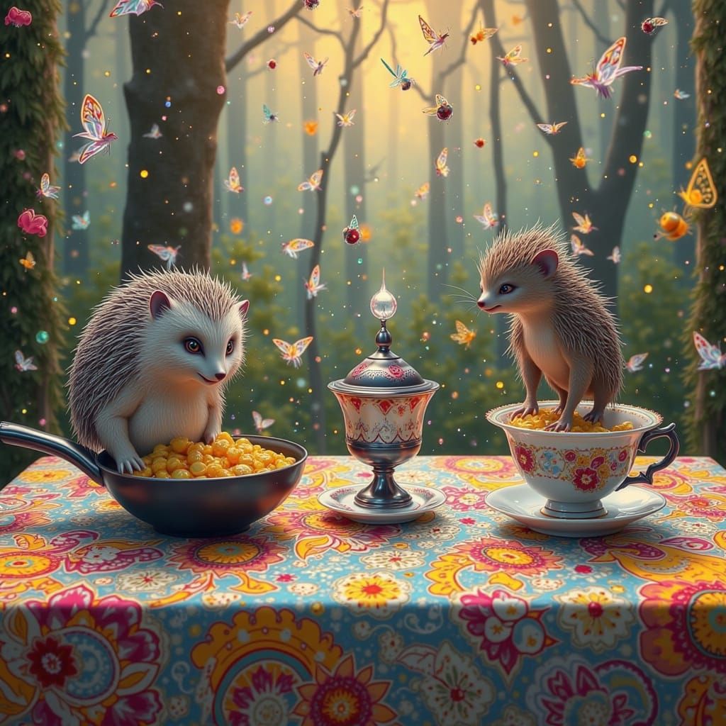 Whimsical Dinner Party with Unique Creatures