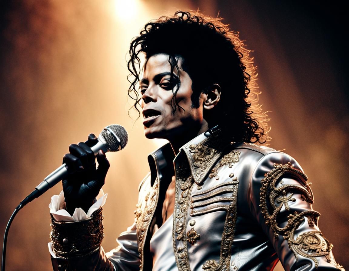 Michael Jackson on Stage: Hyperrealistic Cinematic Portrait