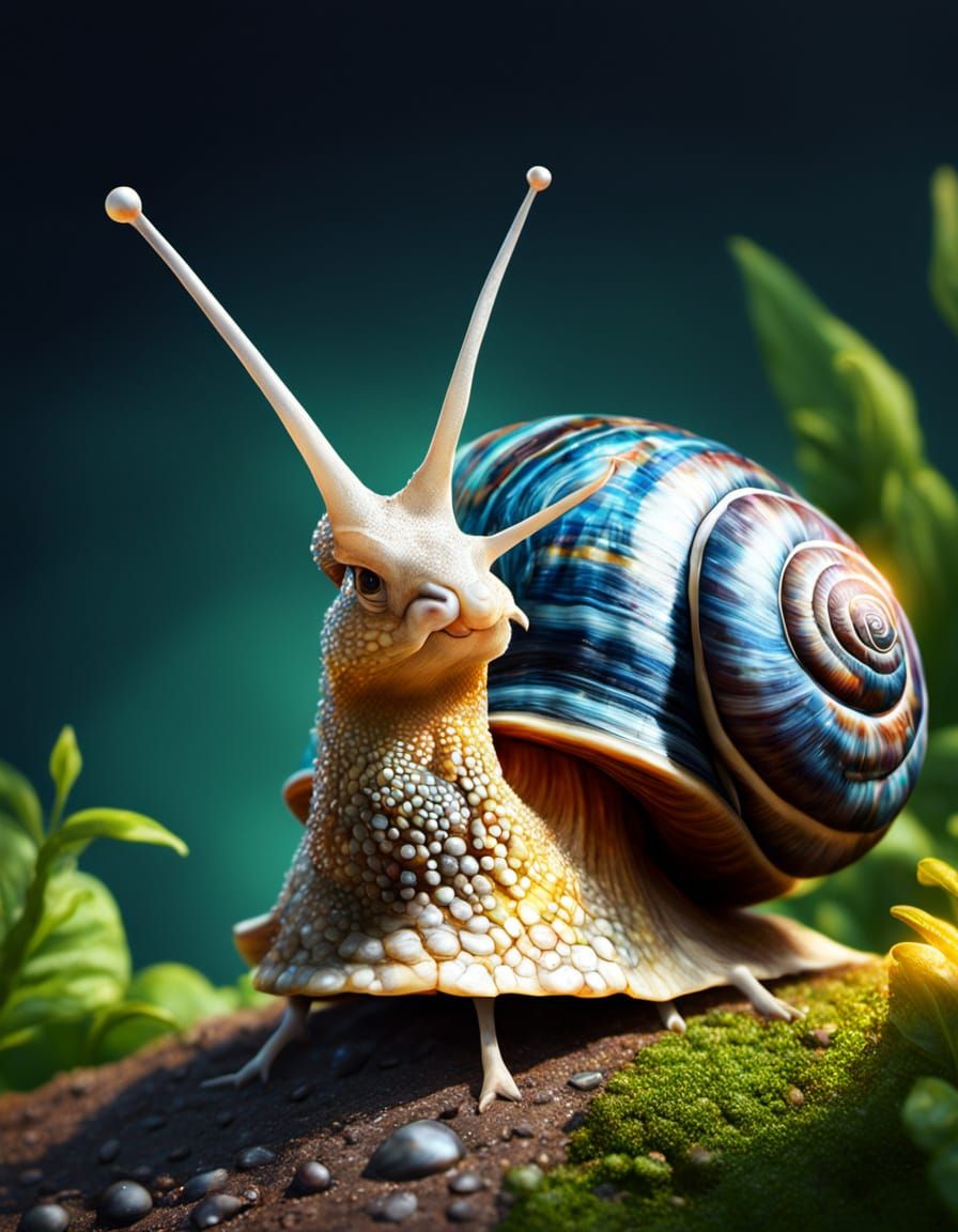 Funny Snail with Sunglasses and Sunhat