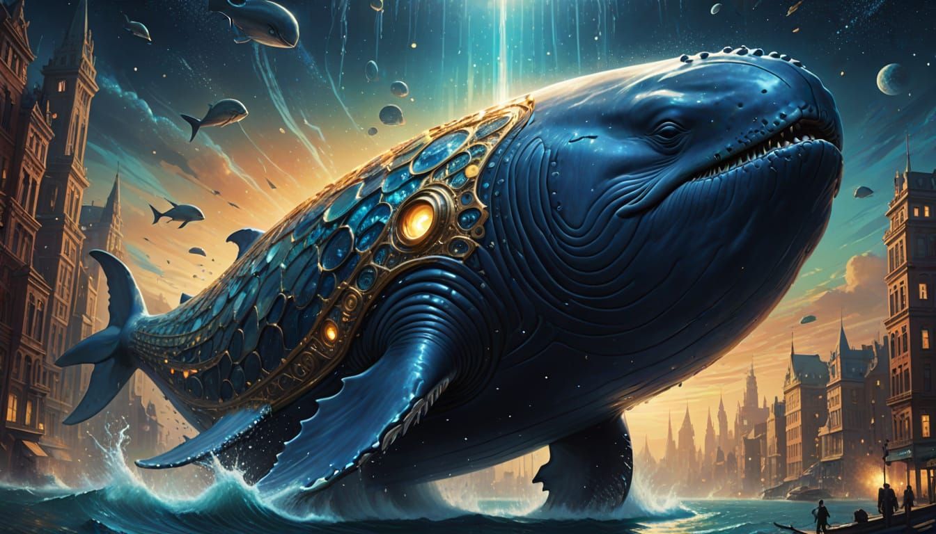 Surreal Fantasy Whale in Ethereal Space