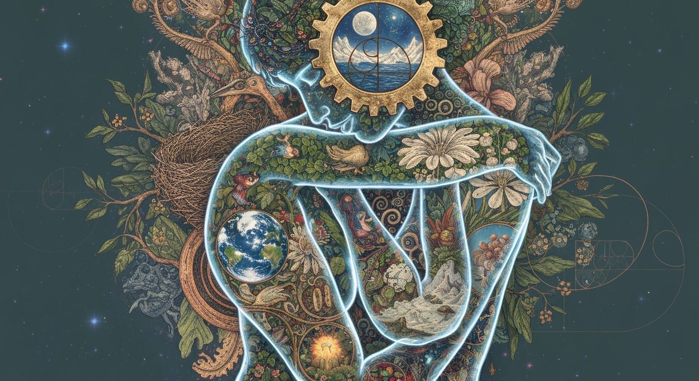 Ethereal Bioluminescent Figure in Mystical Landscape