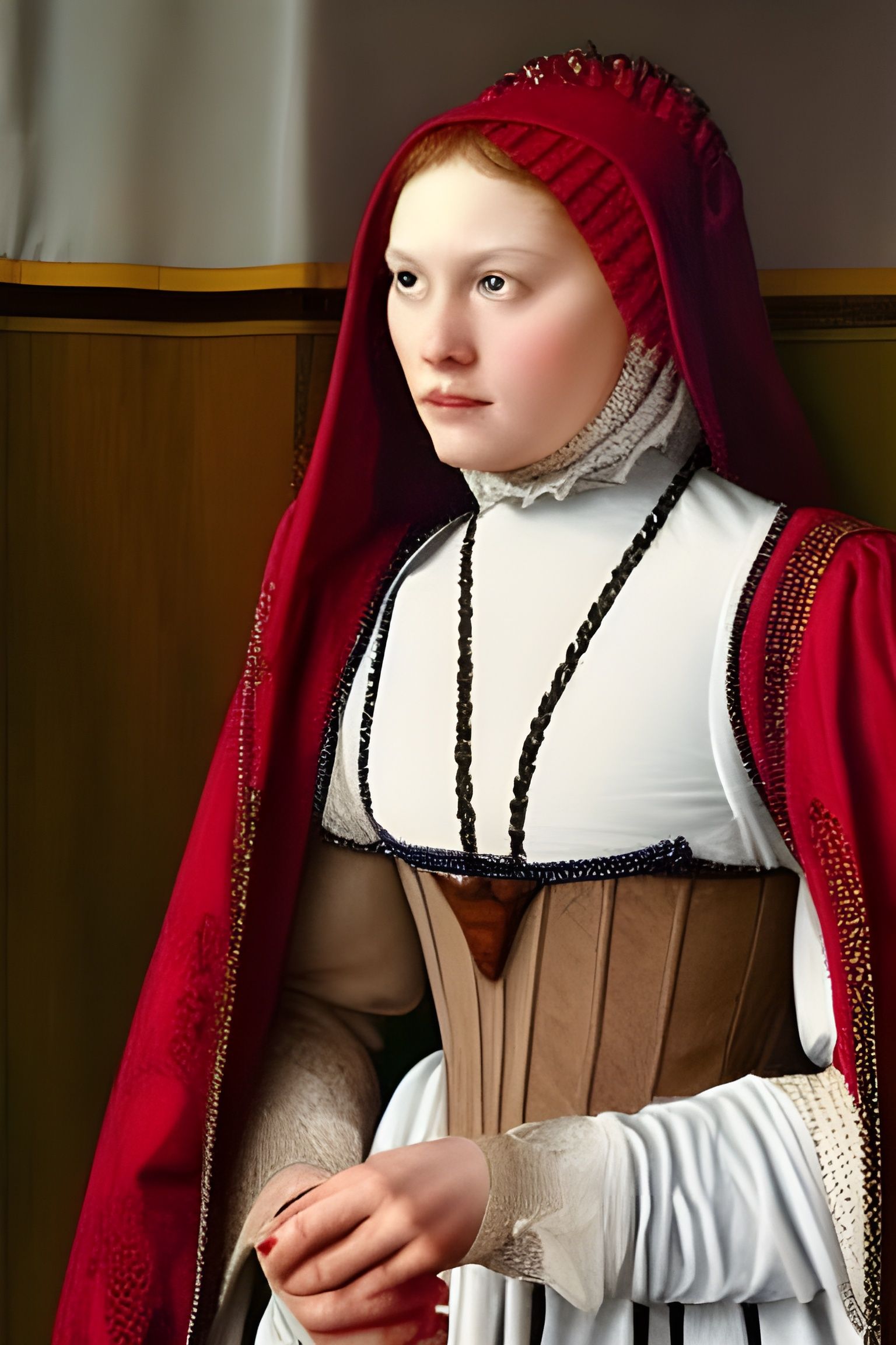 Renaissance Young Noble Woman in Oil Painting Style