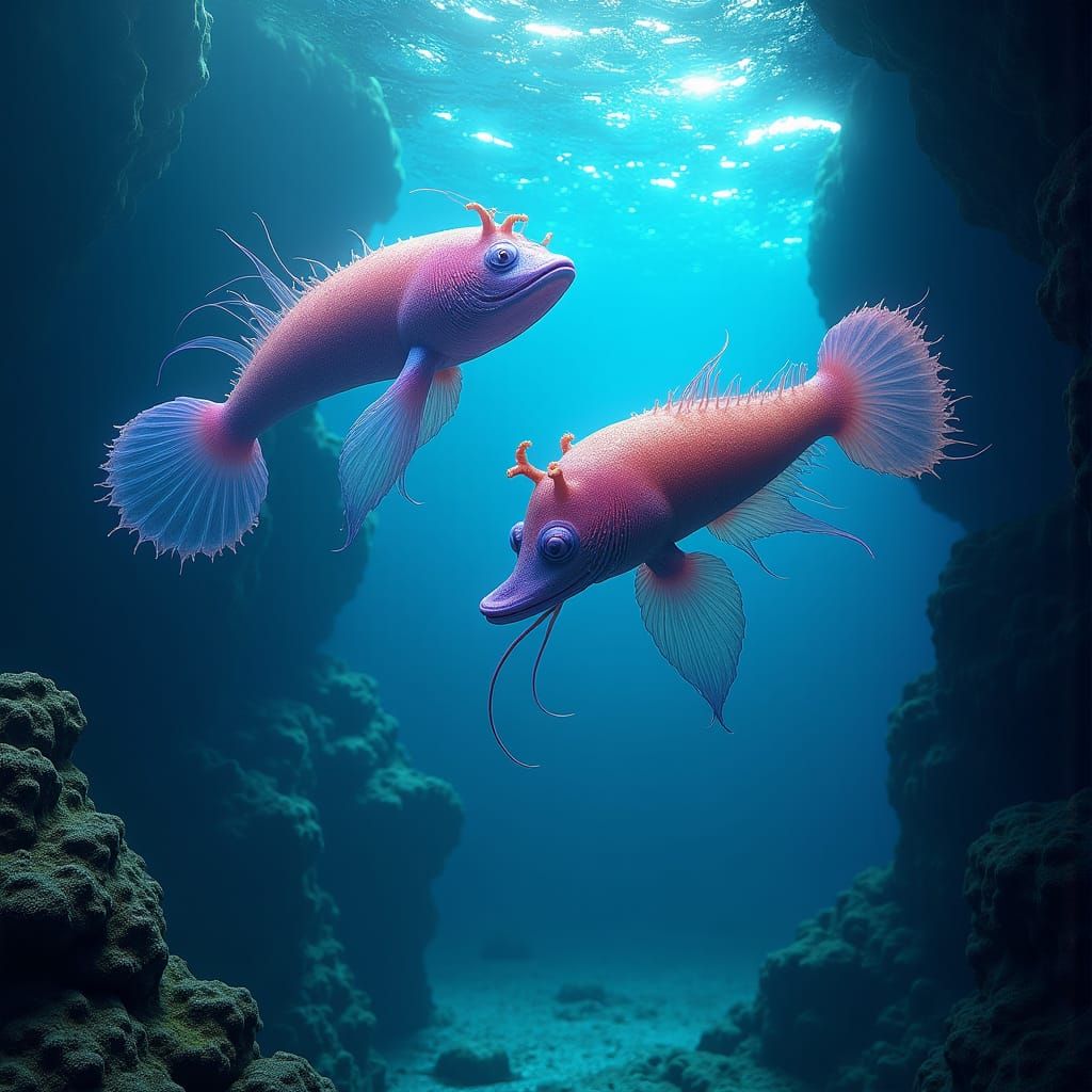 Underwater Gala with Bioluminescent Seahorse-Jellyfish Hybri...