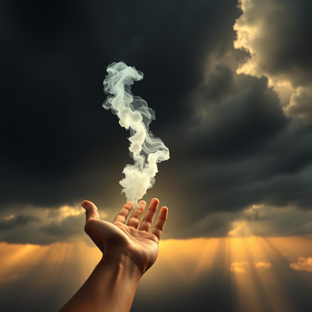 Ethereal Hand Reaching in Dramatic Cinematic Scene