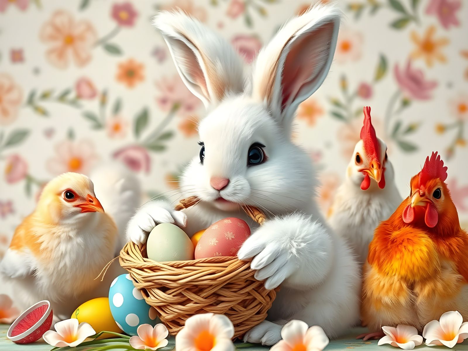 Surreal Easter Bunny Portrait in Hyperrealistic Style