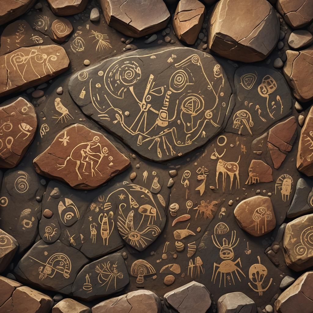 Ancient Native American Rock Art Painting