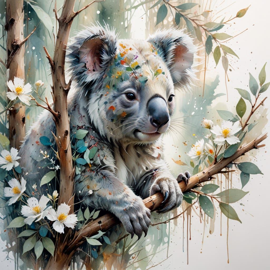 Whimsical Koala in Eucalyptus Forest