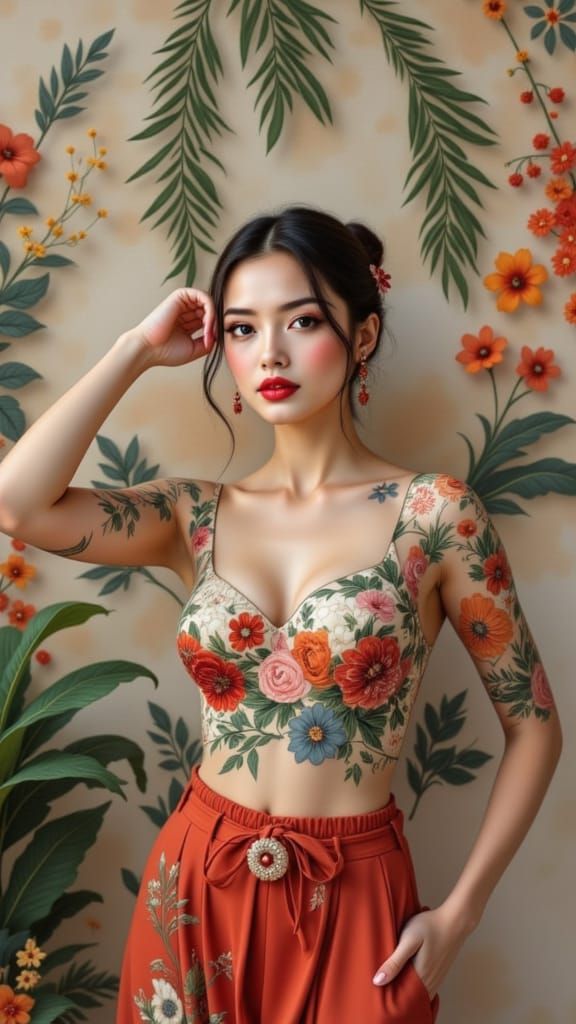 Ethereal Spring Goddess in High Fashion Style