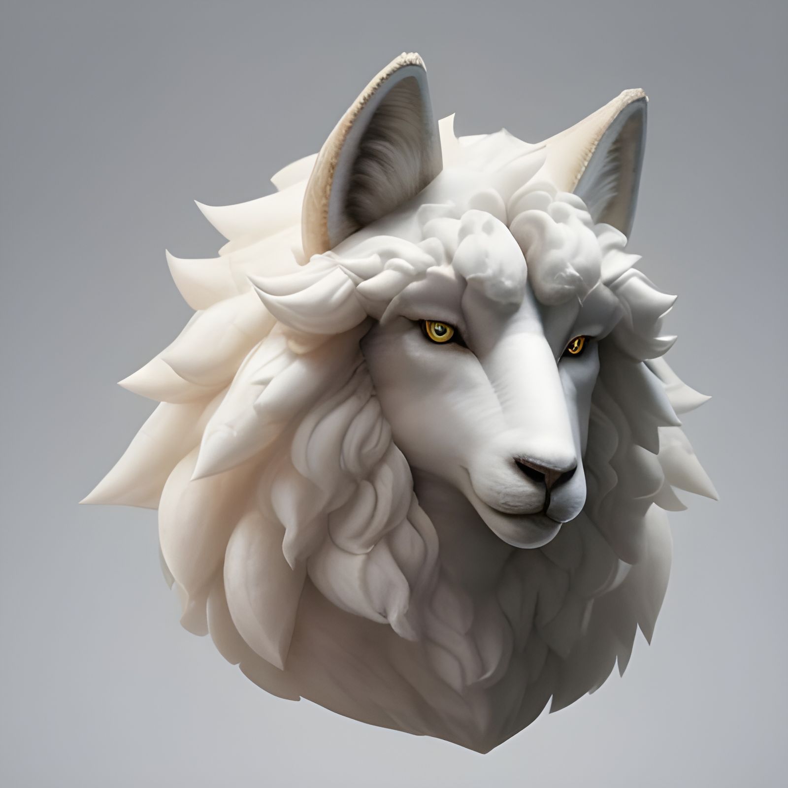 Intricately Detailed Sheep Body with Wolf Head