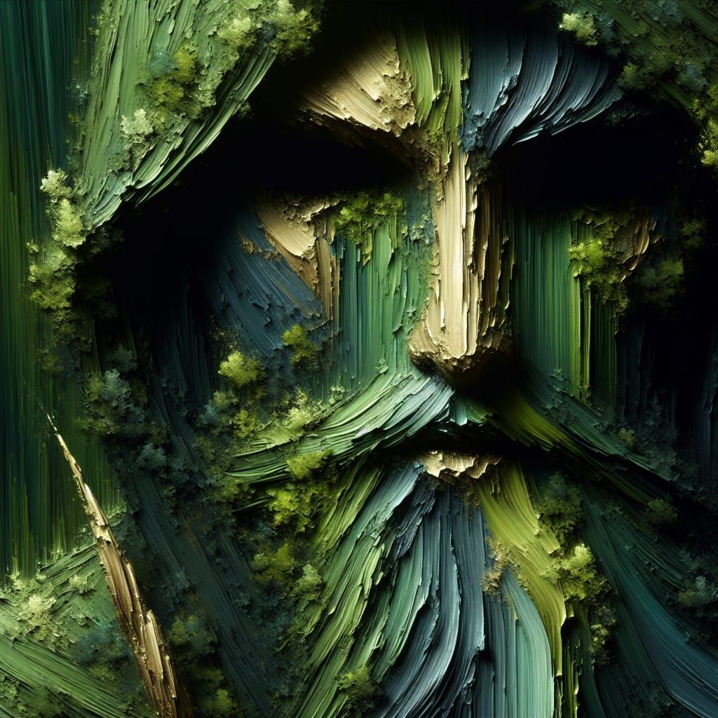 Green Elf Concealed in Lush Forest: Matte Portrait