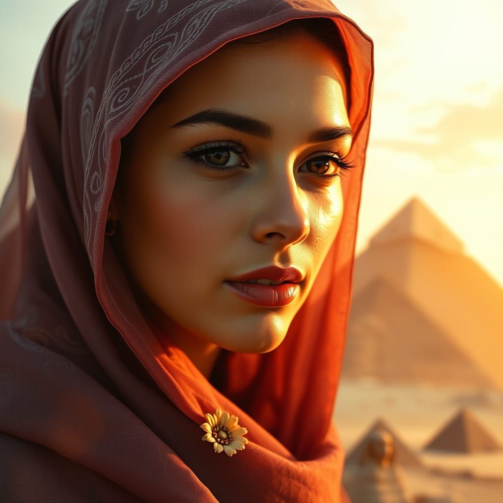 Elegant Woman in a Dreamy, Romantic Landscape