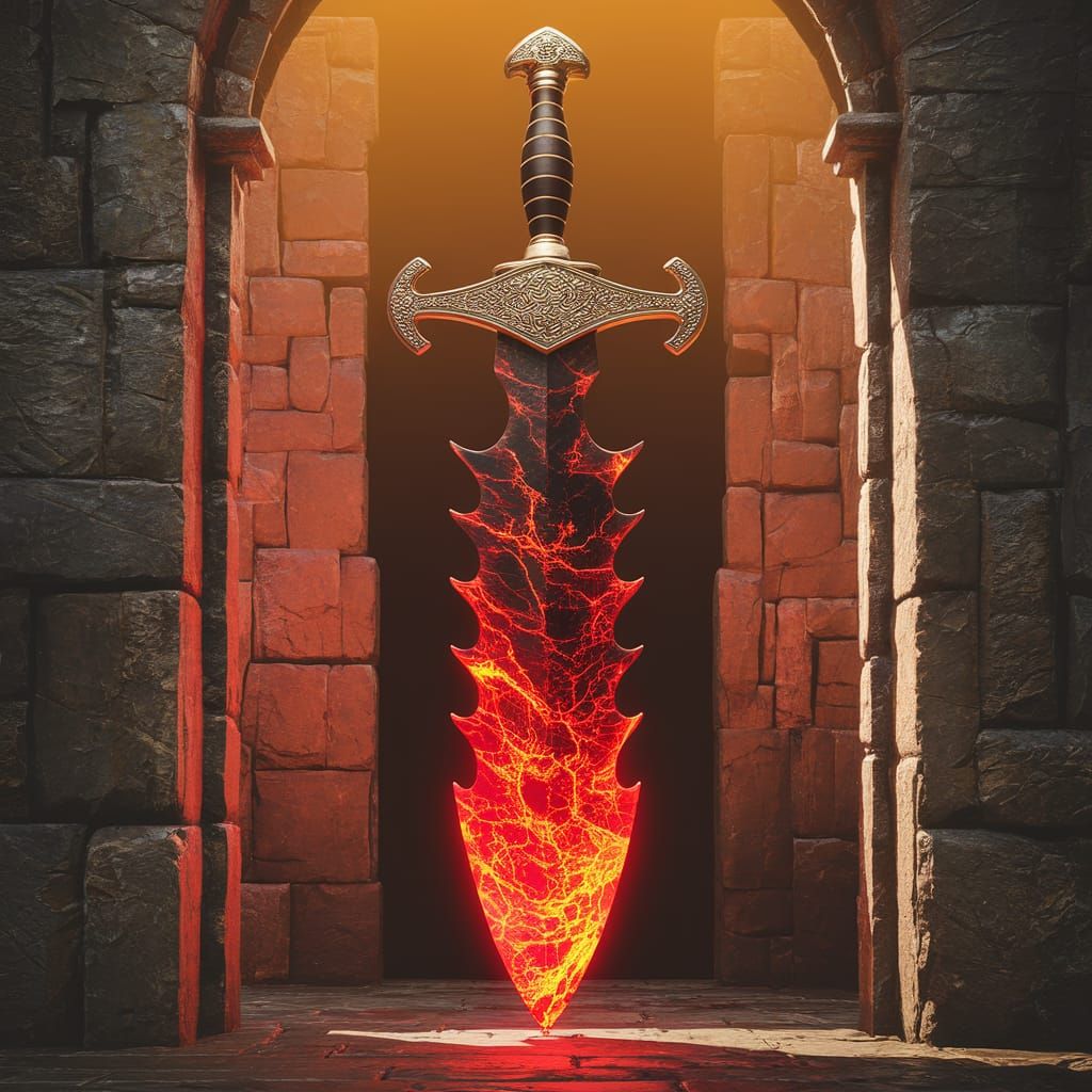 Molten Lava Claymore with Elegant Wooden Handle