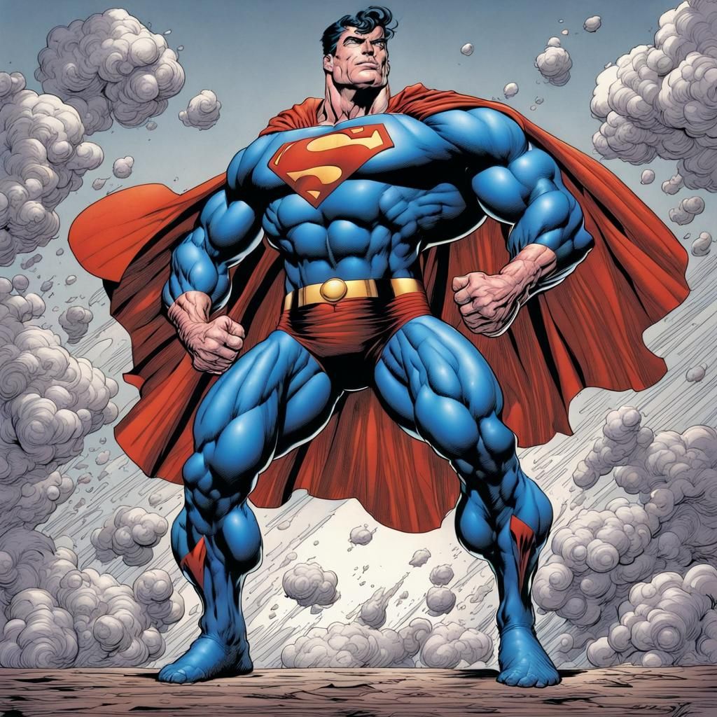 Muscular Superman Comic Book Art