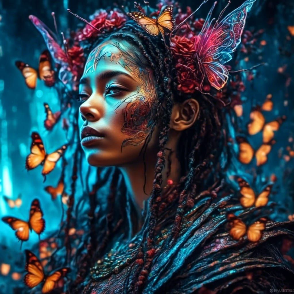 Voodoo Portrait in Digital Watercolor Style